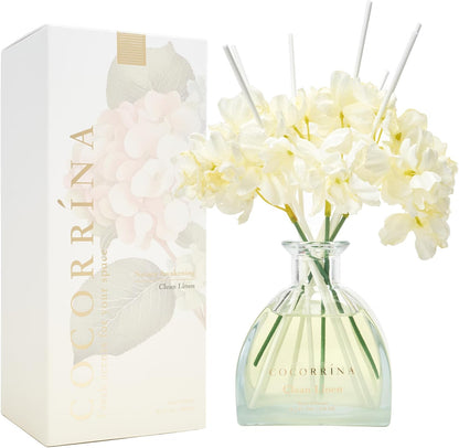 Reed Diffuser - 8.5 Oz Clean Linen Reed Diffuser with 8 Sticks for Home Bathroom Shelf Decor (Simple Luxe Collection)