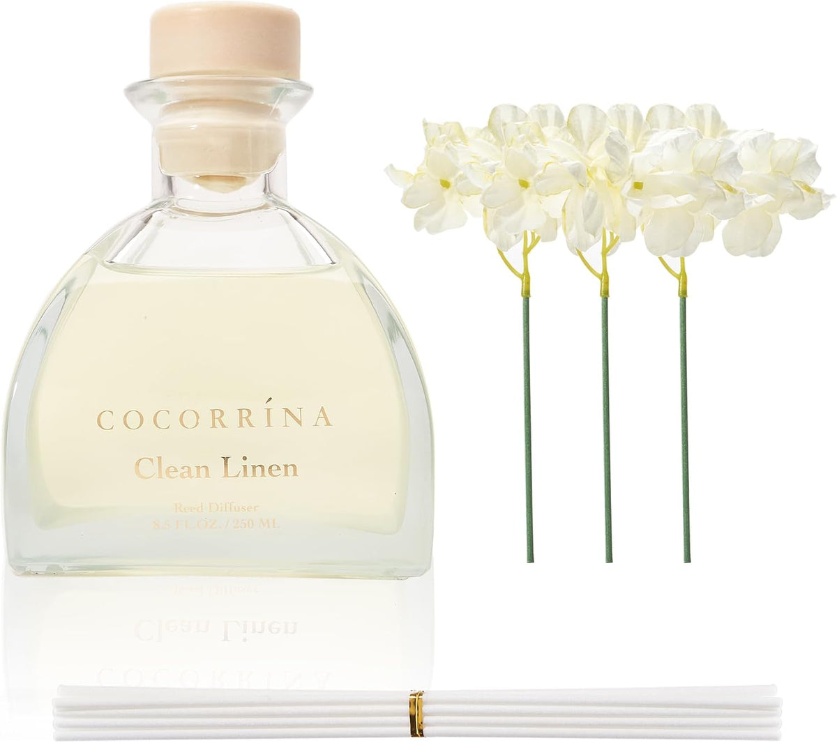 Reed Diffuser - 8.5 Oz Clean Linen Reed Diffuser with 8 Sticks for Home Bathroom Shelf Decor (Simple Luxe Collection)