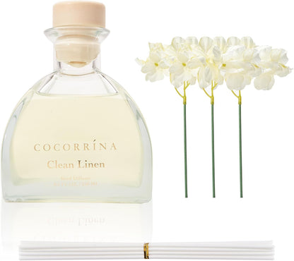 Reed Diffuser - 8.5 Oz Clean Linen Reed Diffuser with 8 Sticks for Home Bathroom Shelf Decor (Simple Luxe Collection)