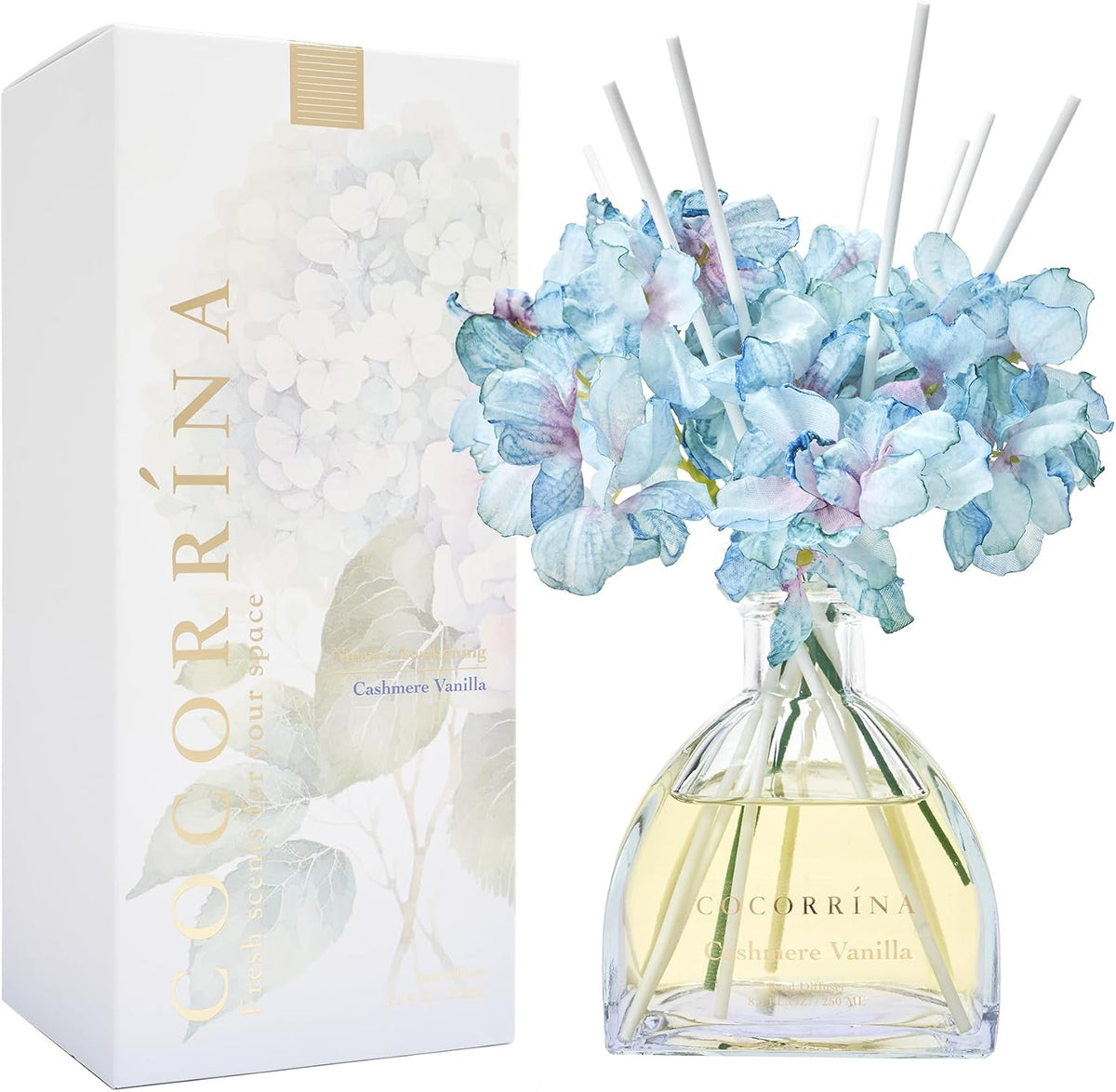 Reed Diffuser - 8.5 Oz Clean Linen Reed Diffuser with 8 Sticks for Home Bathroom Shelf Decor (Simple Luxe Collection)