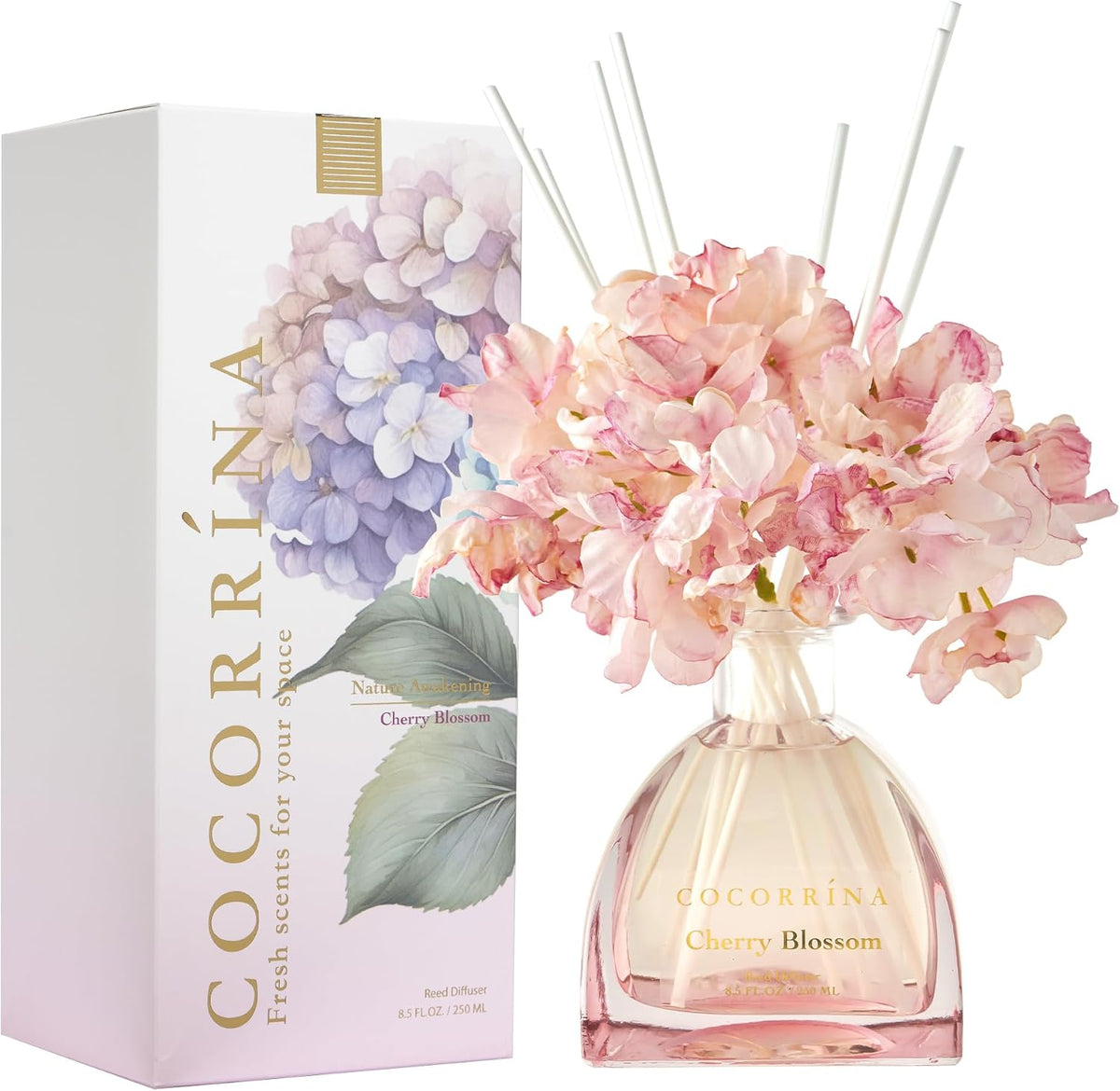 Reed Diffuser - 8.5 Oz Clean Linen Reed Diffuser with 8 Sticks for Home Bathroom Shelf Decor (Simple Luxe Collection)