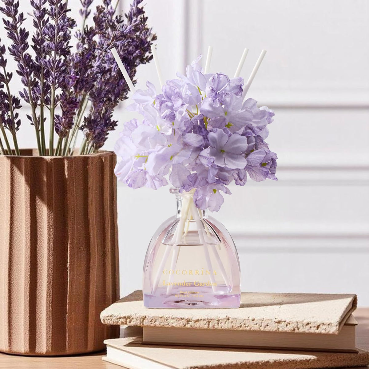 Reed Diffuser - 8.5 Oz Clean Linen Reed Diffuser with 8 Sticks for Home Bathroom Shelf Decor (Simple Luxe Collection)