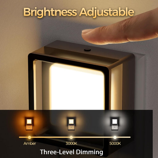 LED Night Light,Night Lights Plug Into Wall [2 Pack],3000K | Dusk-to-Dawn Sensor,Dimmable Nightlights,Adjustable Brightness,for Bathroom Hallway Bedroom Kids Room Stairway,Soft White