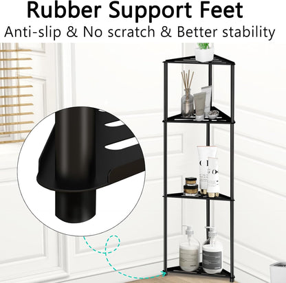 Standing Shower Caddy Corner, 3 Tier Stainless Steel Shower Organizer Stand, Rustproof Corner Shower Shelves, Corner Shower Caddy Bathroom Shower Stand, Black