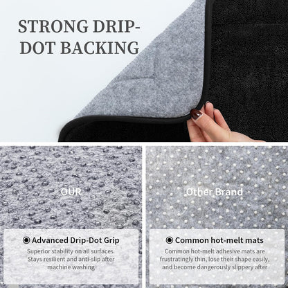 2-Piece Towel-Like Memory Foam Bathroom Rug Set, Dark Grey