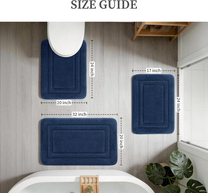 2-Piece Towel-Like Memory Foam Bathroom Rug Set, Dark Grey