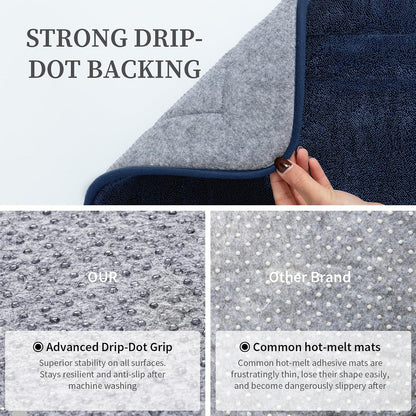 2-Piece Towel-Like Memory Foam Bathroom Rug Set, Dark Grey
