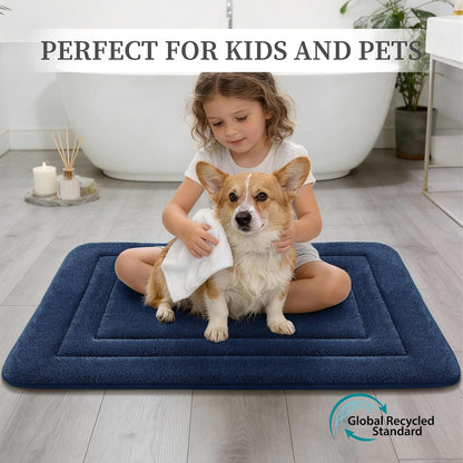 2-Piece Towel-Like Memory Foam Bathroom Rug Set, Dark Grey