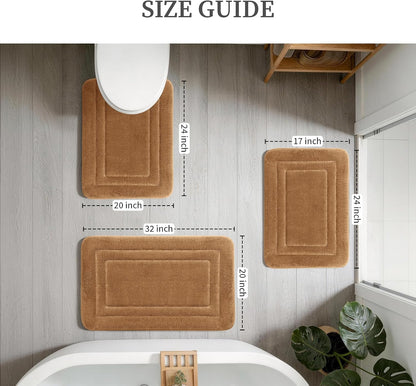 2-Piece Towel-Like Memory Foam Bathroom Rug Set, Dark Grey