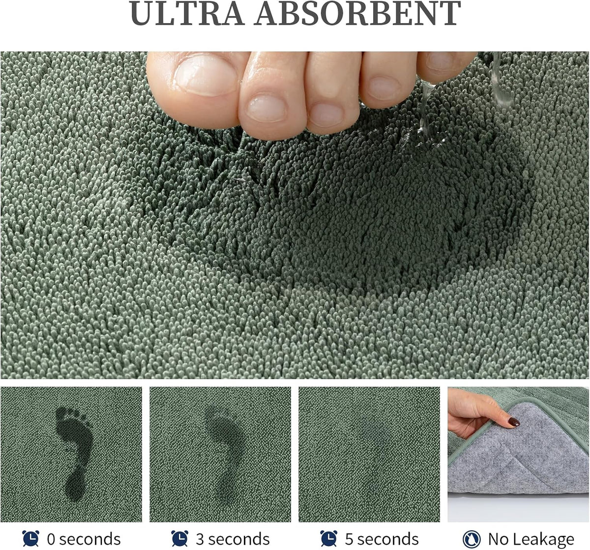 2-Piece Towel-Like Memory Foam Bathroom Rug Set, Dark Grey