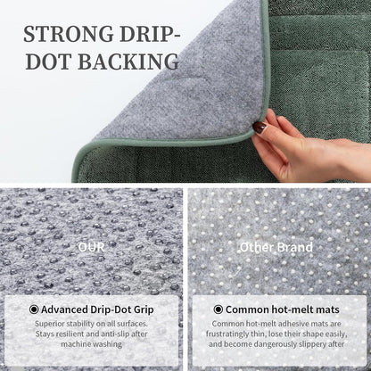 2-Piece Towel-Like Memory Foam Bathroom Rug Set, Dark Grey