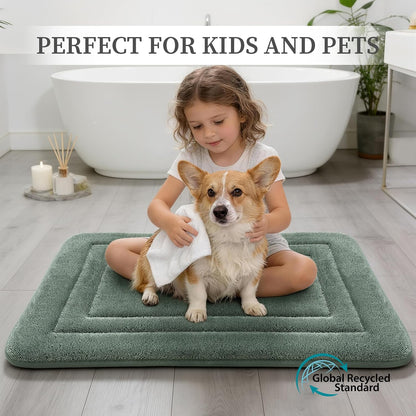 2-Piece Towel-Like Memory Foam Bathroom Rug Set, Dark Grey