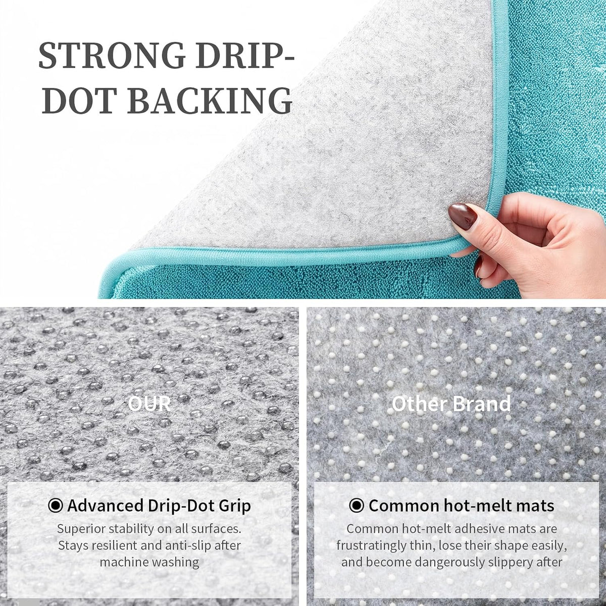 2-Piece Towel-Like Memory Foam Bathroom Rug Set, Dark Grey