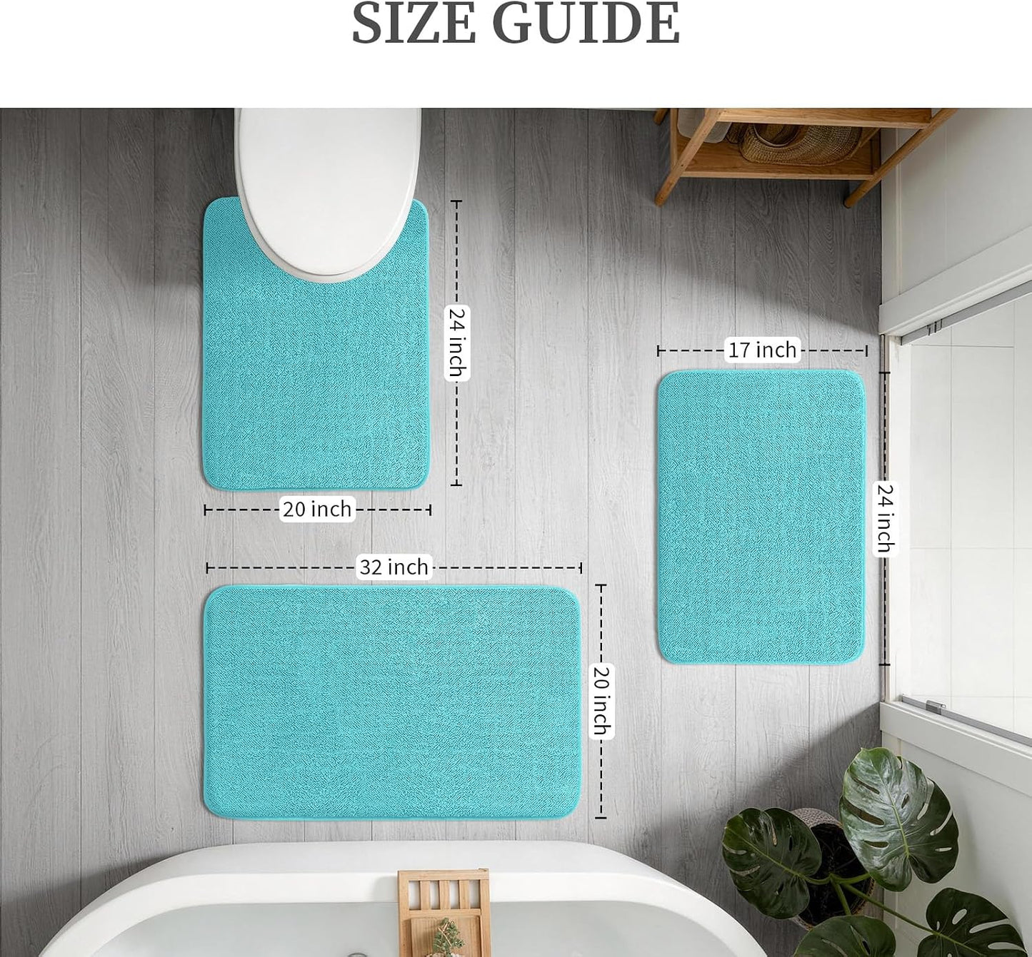2-Piece Towel-Like Memory Foam Bathroom Rug Set, Dark Grey