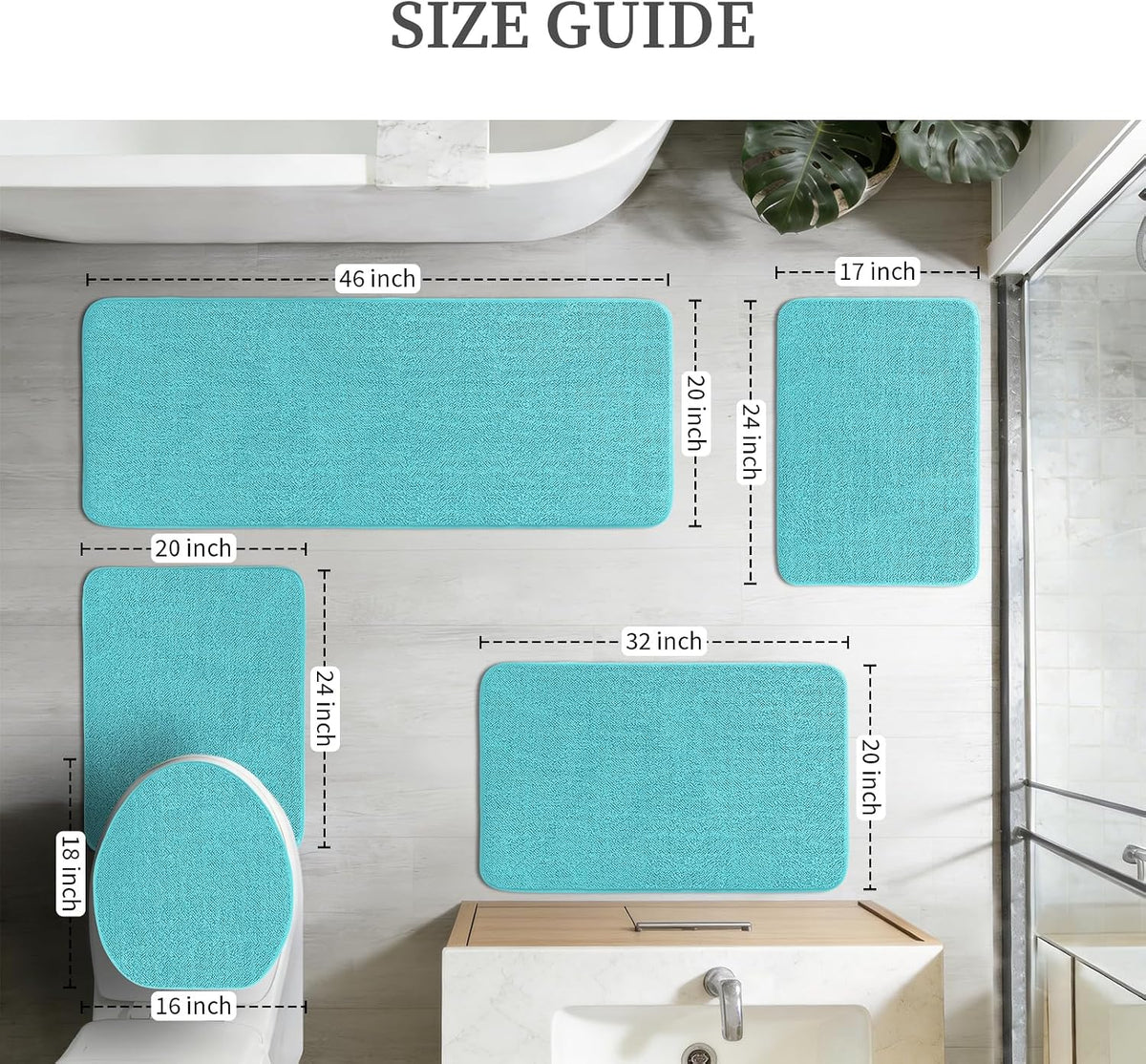 2-Piece Towel-Like Memory Foam Bathroom Rug Set, Dark Grey