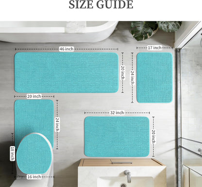 2-Piece Towel-Like Memory Foam Bathroom Rug Set, Dark Grey