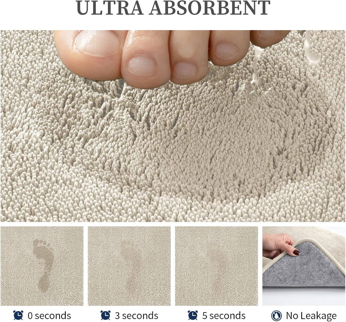 2-Piece Towel-Like Memory Foam Bathroom Rug Set, Dark Grey