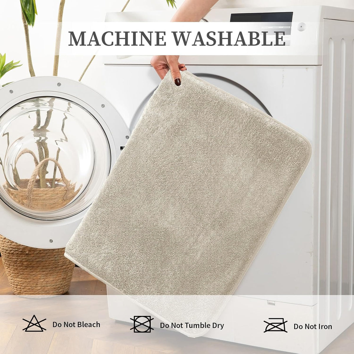 2-Piece Towel-Like Memory Foam Bathroom Rug Set, Dark Grey