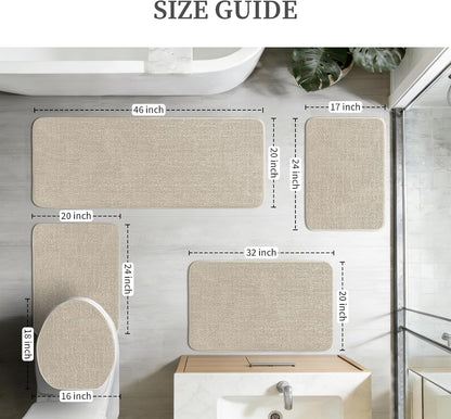 2-Piece Towel-Like Memory Foam Bathroom Rug Set, Dark Grey