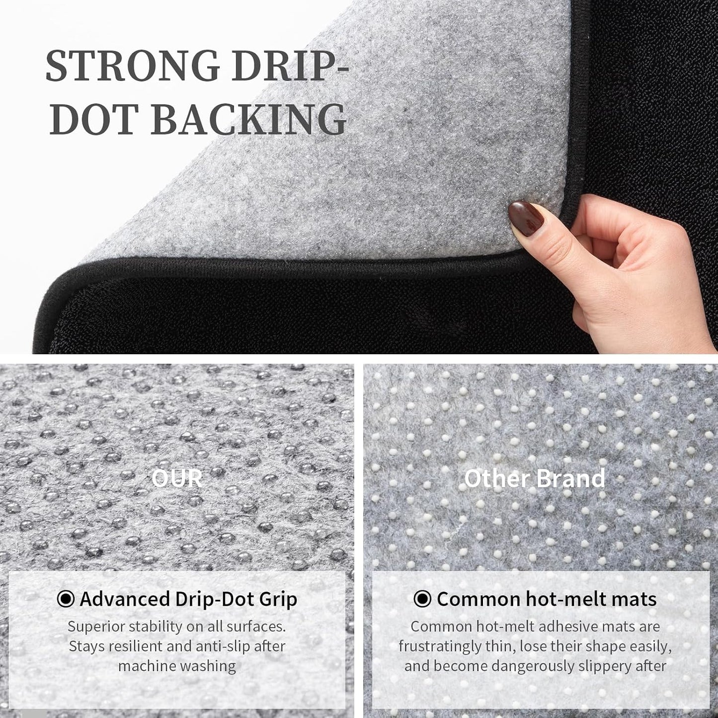 2-Piece Towel-Like Memory Foam Bathroom Rug Set, Dark Grey