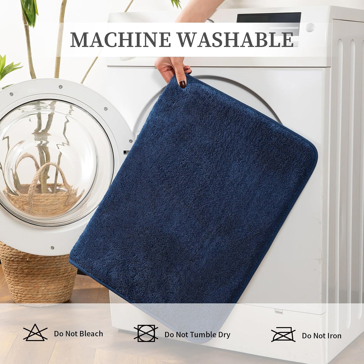 2-Piece Towel-Like Memory Foam Bathroom Rug Set, Dark Grey