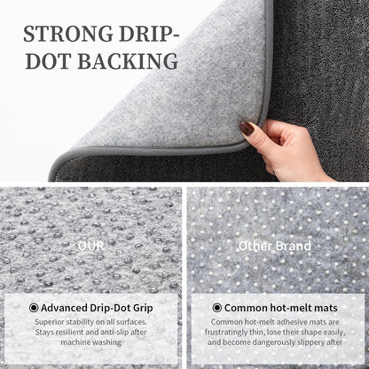 2-Piece Towel-Like Memory Foam Bathroom Rug Set, Dark Grey