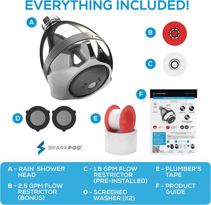 High Pressure Shower Head, 3 Inch Fixed Showerhead, Black Matte | Rain, Pulsating & Combo Modes, Helps Boosts Low Water Pressure, Anti-Clog Nozzles, Easy Install