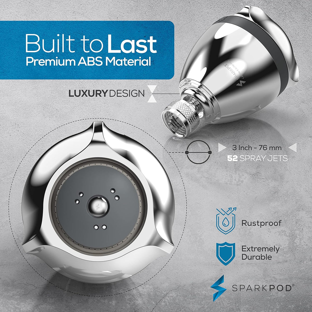 High Pressure Shower Head, 3 Inch Fixed Showerhead, Black Matte | Rain, Pulsating & Combo Modes, Helps Boosts Low Water Pressure, Anti-Clog Nozzles, Easy Install