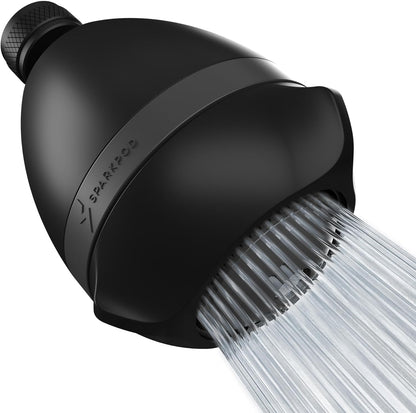 High Pressure Shower Head, 3 Inch Fixed Showerhead, Black Matte | Rain, Pulsating & Combo Modes, Helps Boosts Low Water Pressure, Anti-Clog Nozzles, Easy Install