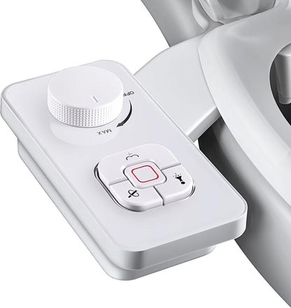 Bidet Attachment, Non-Electric Cold Water Bidet Toilet Seat Attachment with Pressure Controls, Retractable Self-Cleaning Dual Nozzles for Frontal & Rear Wash - Black