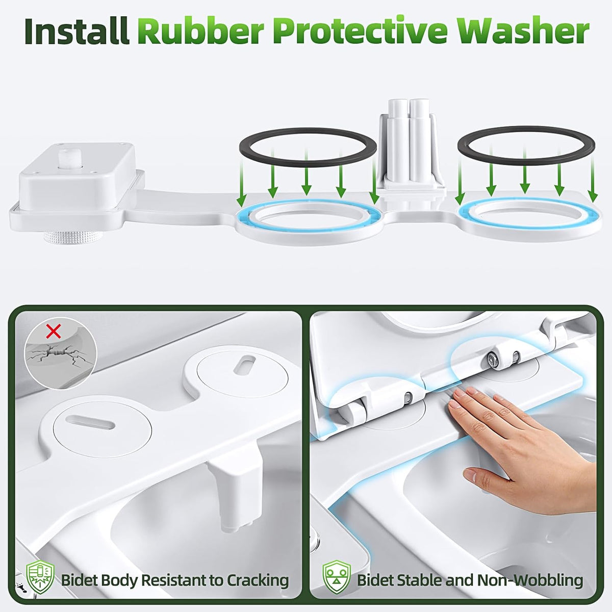 Bidet Attachment, Non-Electric Cold Water Bidet Toilet Seat Attachment with Pressure Controls, Retractable Self-Cleaning Dual Nozzles for Frontal & Rear Wash - Black