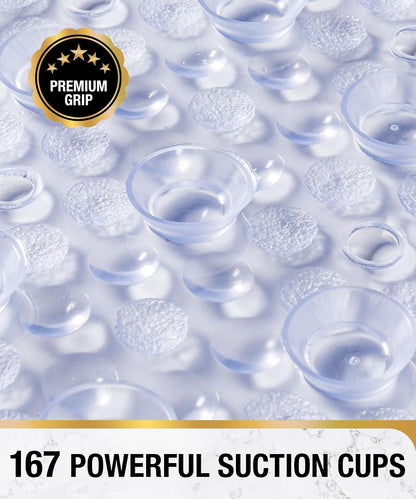 Bathtub Mat Non Slip, 27x15 Inch Bubble Oval Bath Tub Mat for Bathroom, Machine Washable Shower Mat with Suction Cups and Drain Holes, Clear