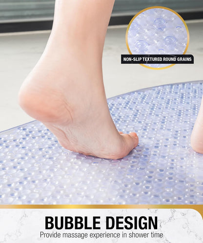 Bathtub Mat Non Slip, 27x15 Inch Bubble Oval Bath Tub Mat for Bathroom, Machine Washable Shower Mat with Suction Cups and Drain Holes, Clear