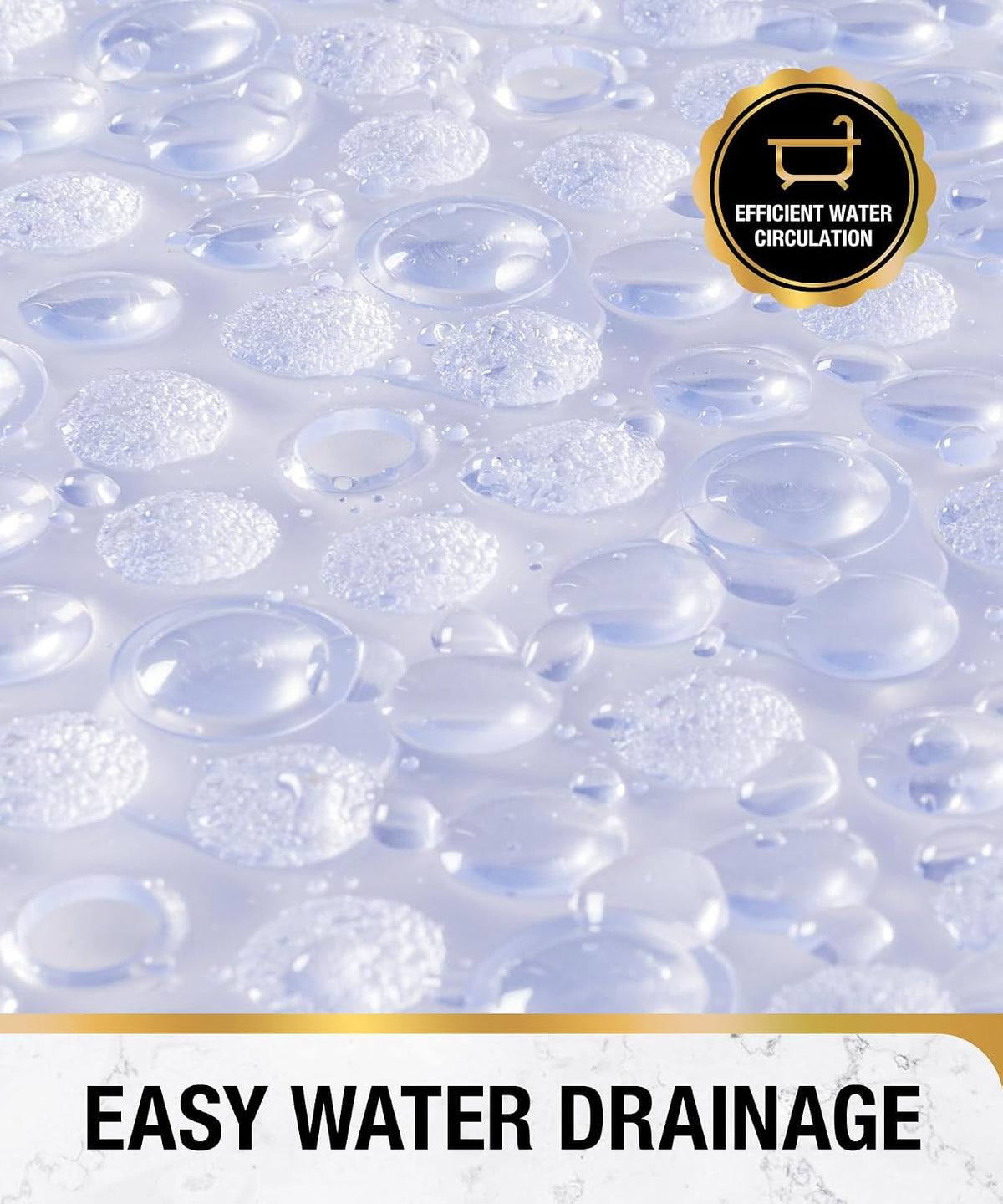 Bathtub Mat Non Slip, 27x15 Inch Bubble Oval Bath Tub Mat for Bathroom, Machine Washable Shower Mat with Suction Cups and Drain Holes, Clear