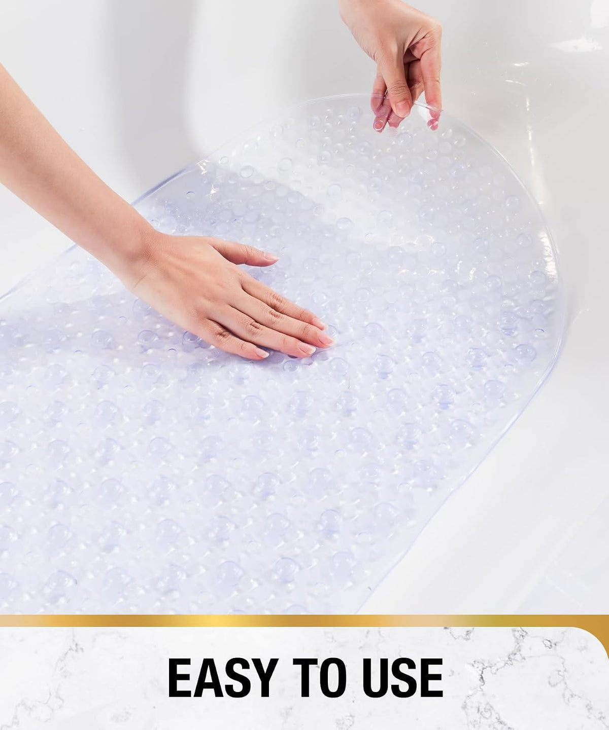 Bathtub Mat Non Slip, 27x15 Inch Bubble Oval Bath Tub Mat for Bathroom, Machine Washable Shower Mat with Suction Cups and Drain Holes, Clear
