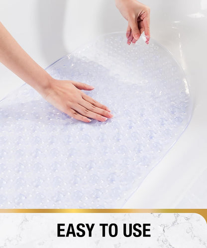 Bathtub Mat Non Slip, 27x15 Inch Bubble Oval Bath Tub Mat for Bathroom, Machine Washable Shower Mat with Suction Cups and Drain Holes, Clear