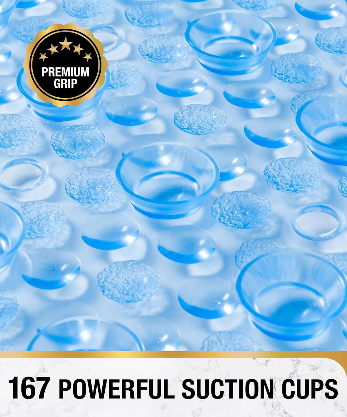 Bathtub Mat Non Slip, 27x15 Inch Bubble Oval Bath Tub Mat for Bathroom, Machine Washable Shower Mat with Suction Cups and Drain Holes, Clear