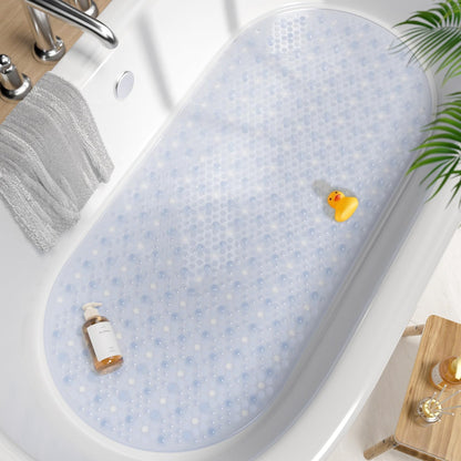 Bathtub Mat Non Slip, 27x15 Inch Bubble Oval Bath Tub Mat for Bathroom, Machine Washable Shower Mat with Suction Cups and Drain Holes, Clear
