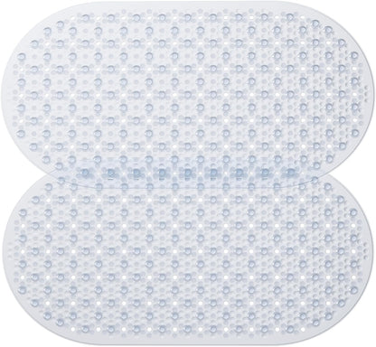 Bathtub Mat Non Slip, 27x15 Inch Bubble Oval Bath Tub Mat for Bathroom, Machine Washable Shower Mat with Suction Cups and Drain Holes, Clear