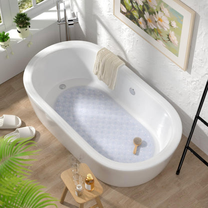 Bathtub Mat Non Slip, 27x15 Inch Bubble Oval Bath Tub Mat for Bathroom, Machine Washable Shower Mat with Suction Cups and Drain Holes, Clear