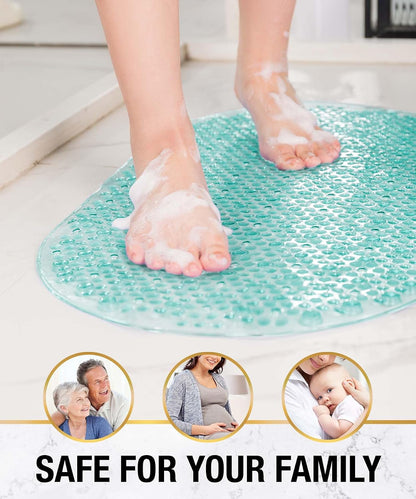 Bathtub Mat Non Slip, 27x15 Inch Bubble Oval Bath Tub Mat for Bathroom, Machine Washable Shower Mat with Suction Cups and Drain Holes, Clear
