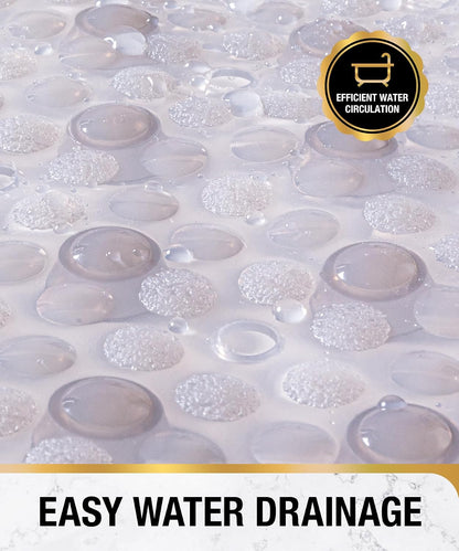 Bathtub Mat Non Slip, 27x15 Inch Bubble Oval Bath Tub Mat for Bathroom, Machine Washable Shower Mat with Suction Cups and Drain Holes, Clear
