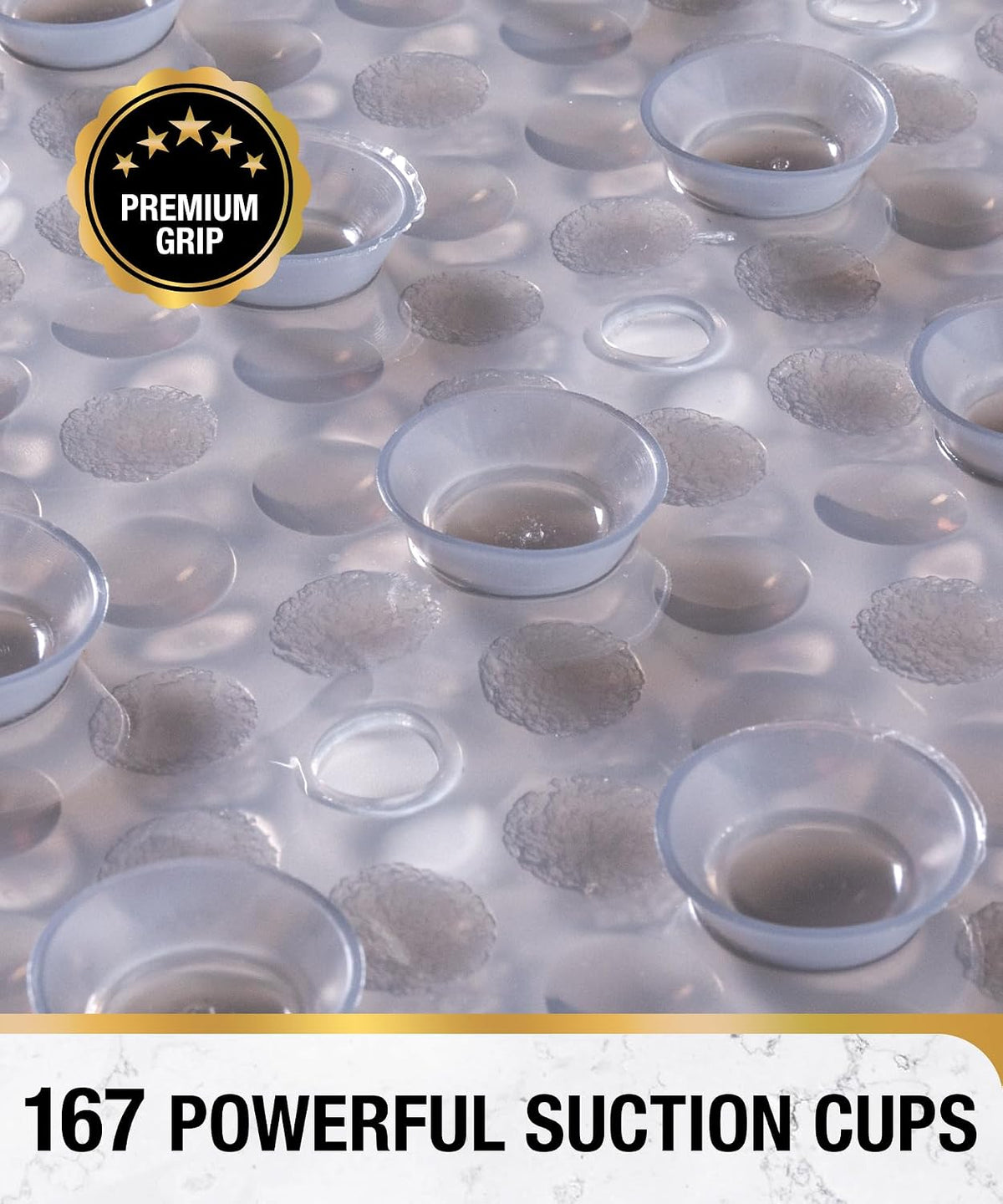 Bathtub Mat Non Slip, 27x15 Inch Bubble Oval Bath Tub Mat for Bathroom, Machine Washable Shower Mat with Suction Cups and Drain Holes, Clear