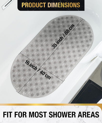 Bathtub Mat Non Slip, 27x15 Inch Bubble Oval Bath Tub Mat for Bathroom, Machine Washable Shower Mat with Suction Cups and Drain Holes, Clear