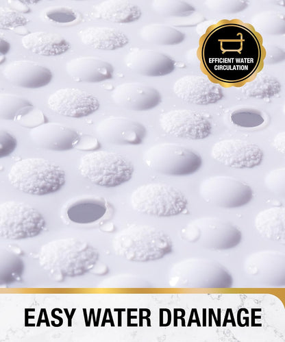 Bathtub Mat Non Slip, 27x15 Inch Bubble Oval Bath Tub Mat for Bathroom, Machine Washable Shower Mat with Suction Cups and Drain Holes, Clear
