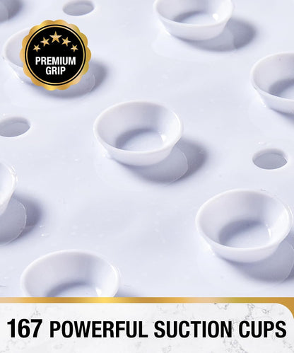Bathtub Mat Non Slip, 27x15 Inch Bubble Oval Bath Tub Mat for Bathroom, Machine Washable Shower Mat with Suction Cups and Drain Holes, Clear