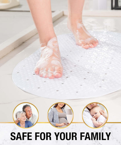 Bathtub Mat Non Slip, 27x15 Inch Bubble Oval Bath Tub Mat for Bathroom, Machine Washable Shower Mat with Suction Cups and Drain Holes, Clear
