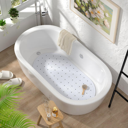 Bathtub Mat Non Slip, 27x15 Inch Bubble Oval Bath Tub Mat for Bathroom, Machine Washable Shower Mat with Suction Cups and Drain Holes, Clear