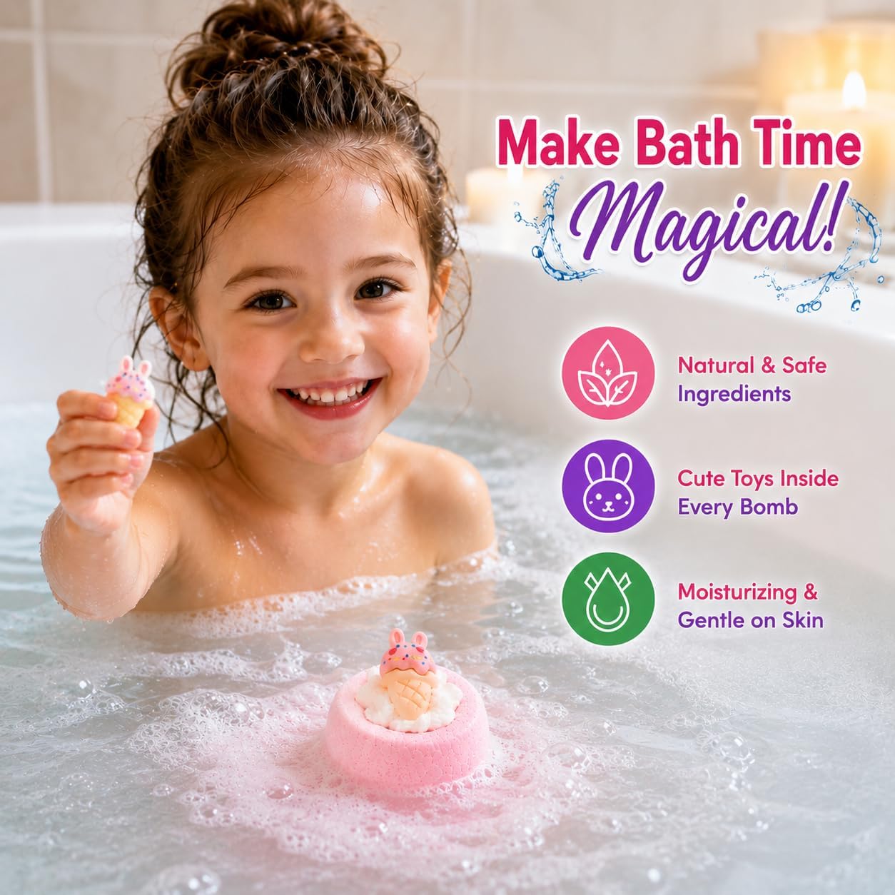 Refresh Bath Bombs for Women & Kids – 24 Bath Bombs Mini Sized, Organic Bathbomb Set, Women & Kids Bath Fizz, Luxury Gift for Mother’s Day, Easter, Valentines, Birthday or Self Care