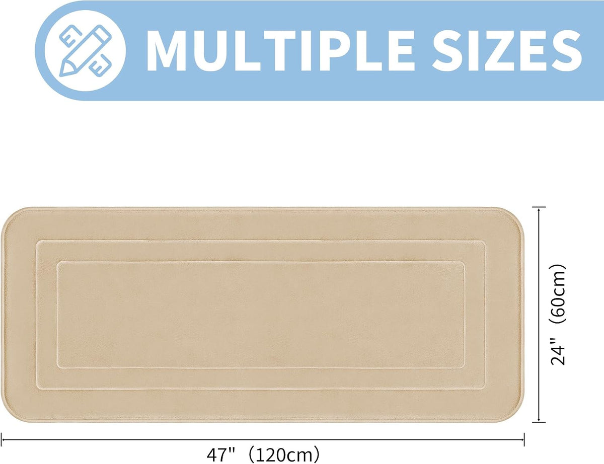Memory Foam Bath Mat 24" x 16", Non Slip Bath Rug, Deep Khaki